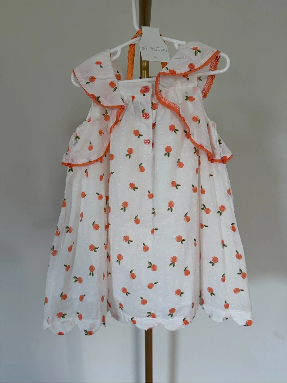 NWT Rachel Zoe Oranges Print Toddler Cottage Dress with Toddler Purse -4T